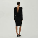 Elegance Black Deep Cowl Back Top