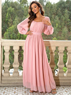 Margot Pink Backless Long Sleeve Maxi Dress