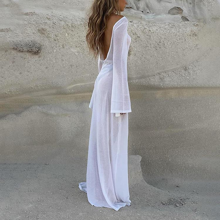 Monarch White Sheer Cover-Up Dress