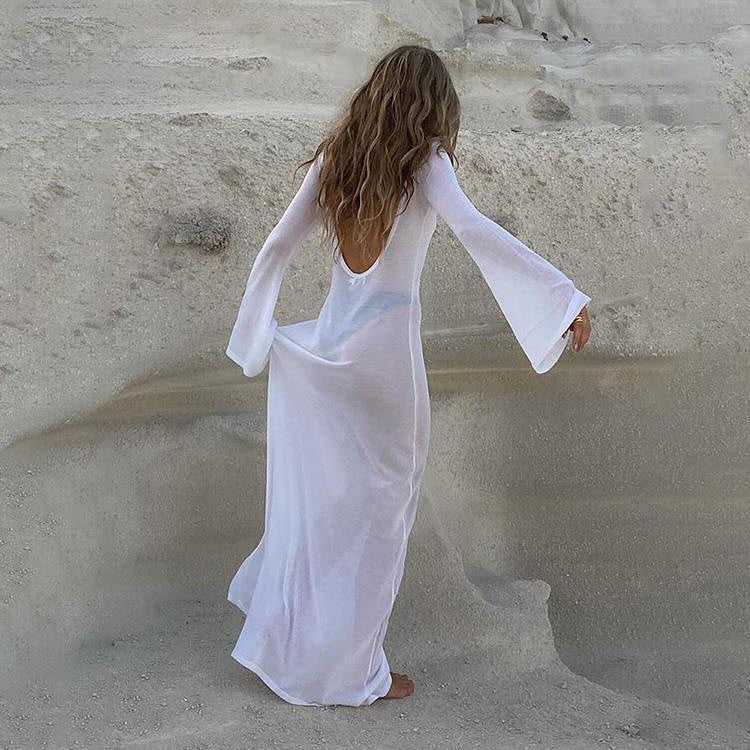 Monarch White Sheer Cover-Up Dress