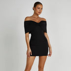 Valencia Black Off-Shoulder Mini Dress