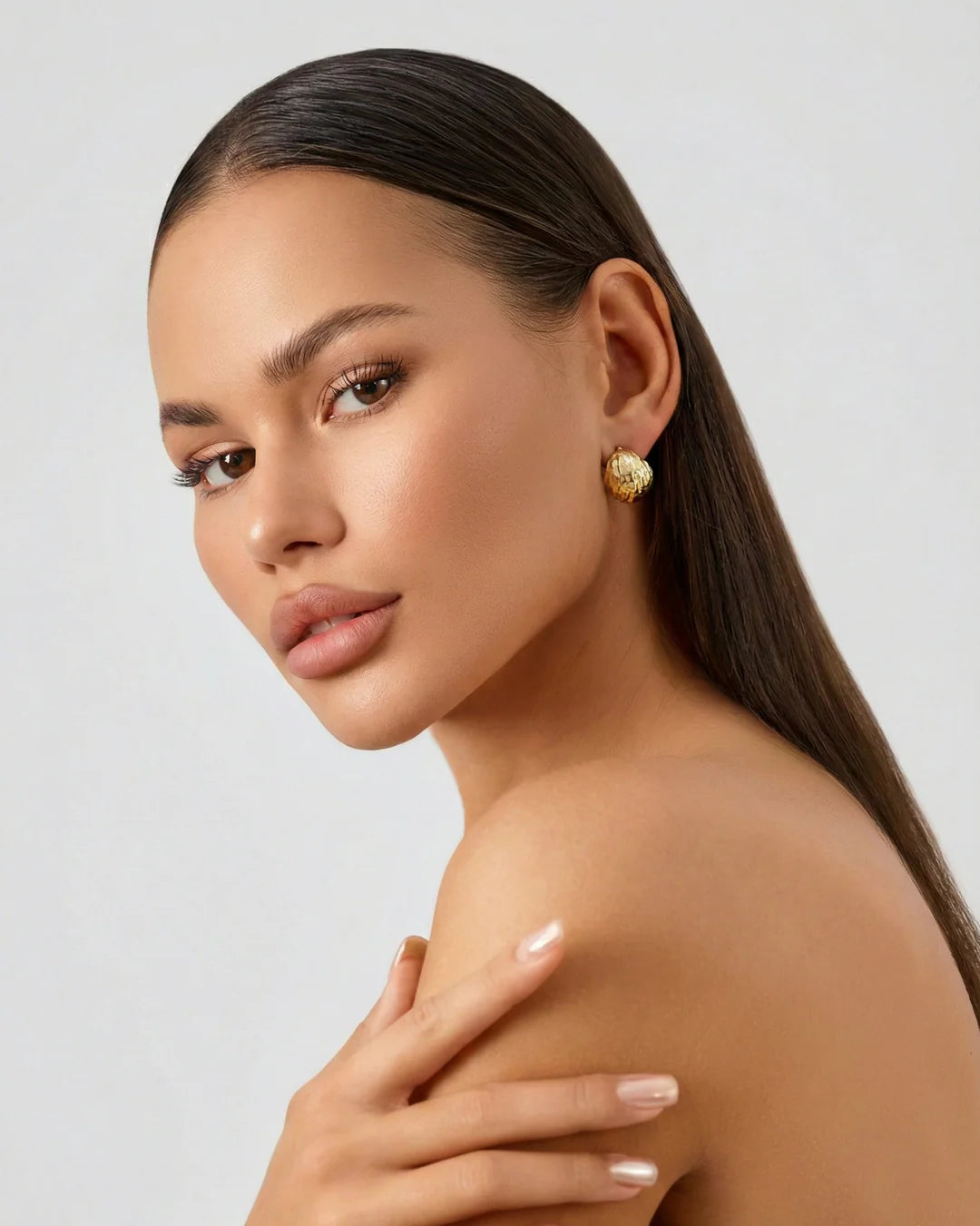 Elegant Embossed Gold Hoop Earrings