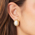 Silent Confession Gold-Trim Pearl Earrings