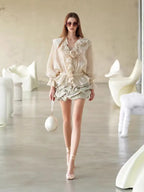 Swoon Ivory Ruffle Blouse