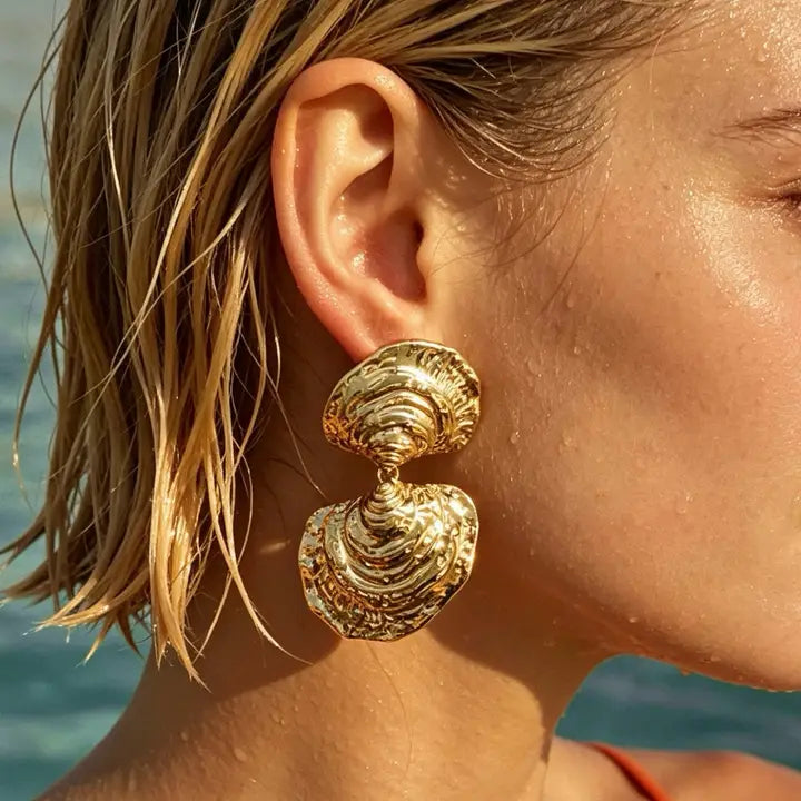 Ocean Whisper Gold Sculpted Earrings