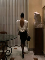 Elegance White Deep Cowl Back Top
