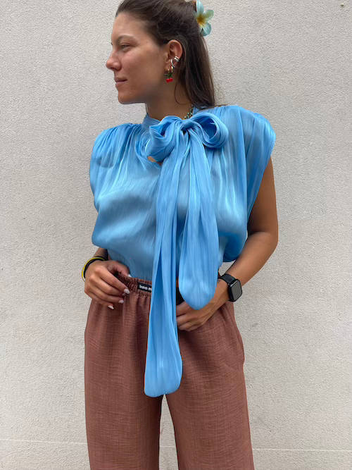 Flash Blue Bow Detail Blouse