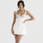 Lunette White Lace Trim Mini Dress