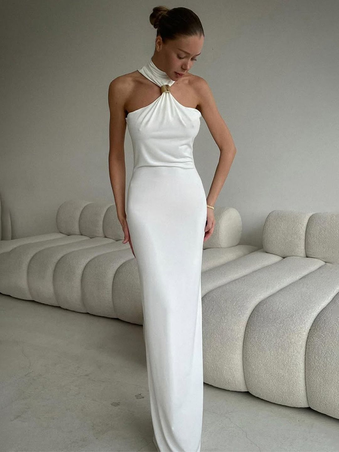 Vivian White Bodycon Sleeveless Maxi Dress