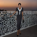 Odette Black Contrast Collar Midi Dress