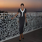 Odette Black Contrast Collar Midi Dress
