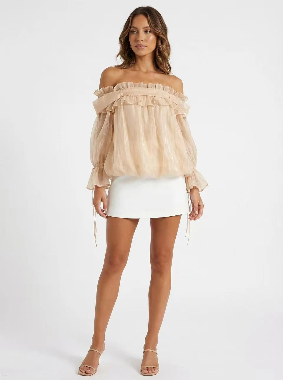 Magnifique Beige Off-Shoulder Top
