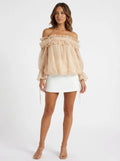 Magnifique Beige Off-Shoulder Top