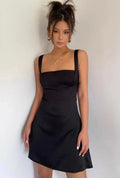 Petalia Black Skater Mini Dress