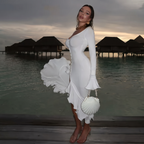 Audrey White Ruffled Midi Dress