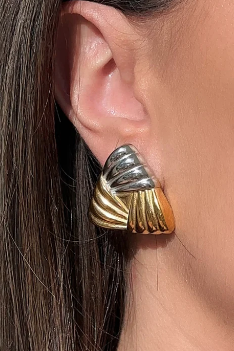 Art Deco Two-Tone Triangle Earrings