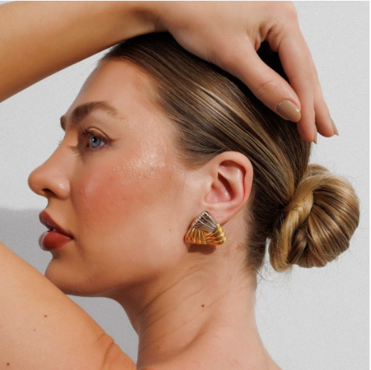 Art Deco Two-Tone Triangle Earrings