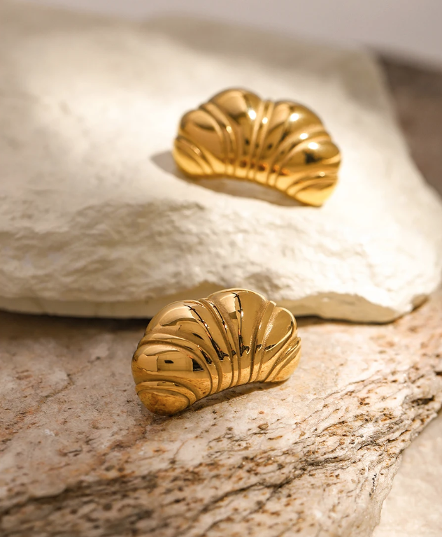 Roman Holiday Gold Croissant Earrings
