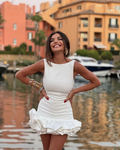 Anastasia White Ruffled Sleeveless Mini Dress
