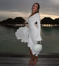 Audrey White Ruffled Midi Dress