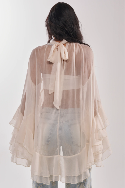 Aura Ivory Cascade Ruffle Top