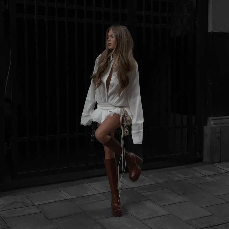 Bella Shirt White Mini Dress