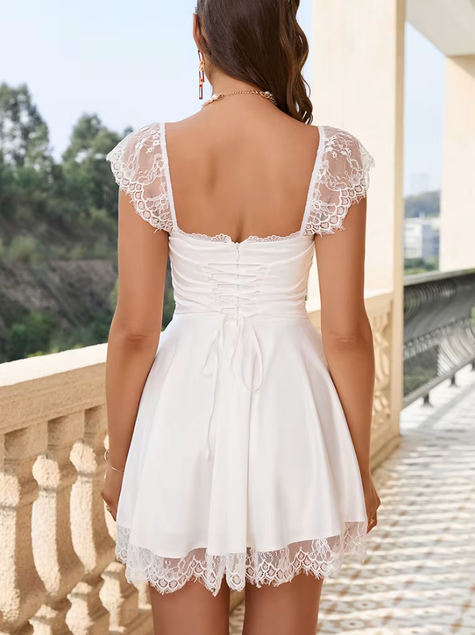 Camilla White Corset Lace Mini Dress