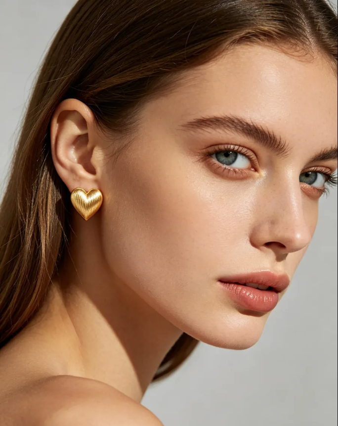 Radiant Textured Gold Heart Earrings