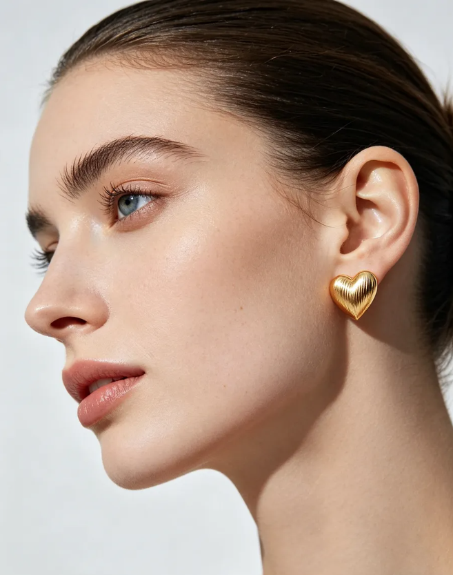 Radiant Textured Gold Heart Earrings
