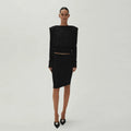 Elegance Black Deep Cowl Back Top