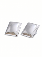 Bold Silver Square Dome Earrings