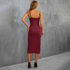 Sloane Wine Bodycon Midi Dress
