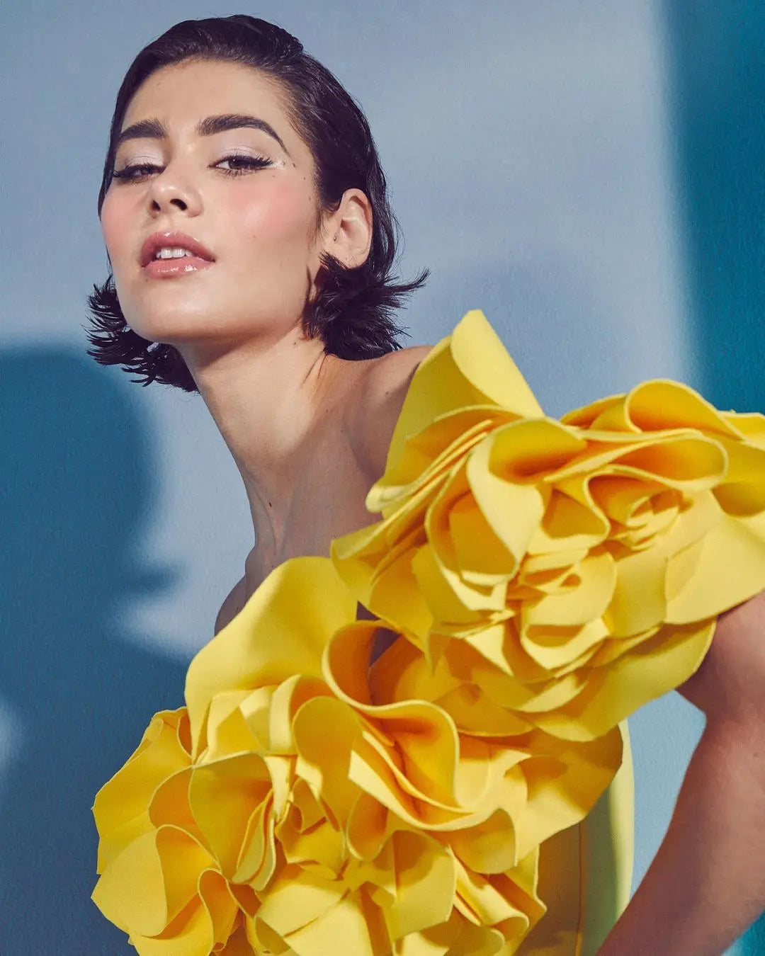 Sunset Yellow Floral Ruffle Bodysuit