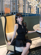 Strictly Iconic Black Ruched Party Dress