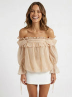 Magnifique Beige Off-Shoulder Top