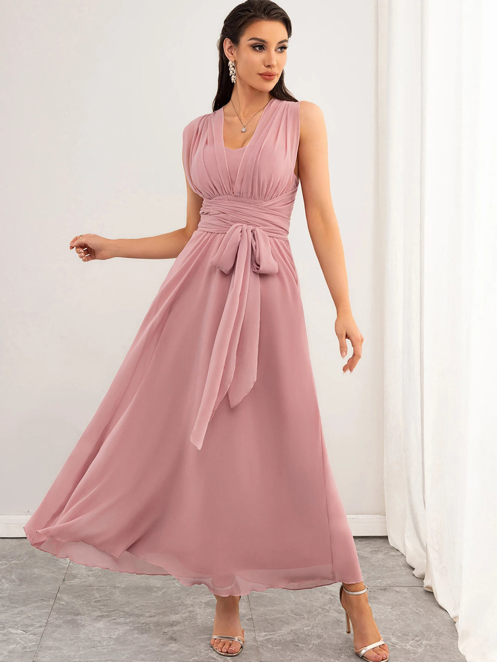 Lucy Flirt Bow Pink Maxi Dress