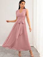 Lucy Flirt Bow Pink Maxi Dress