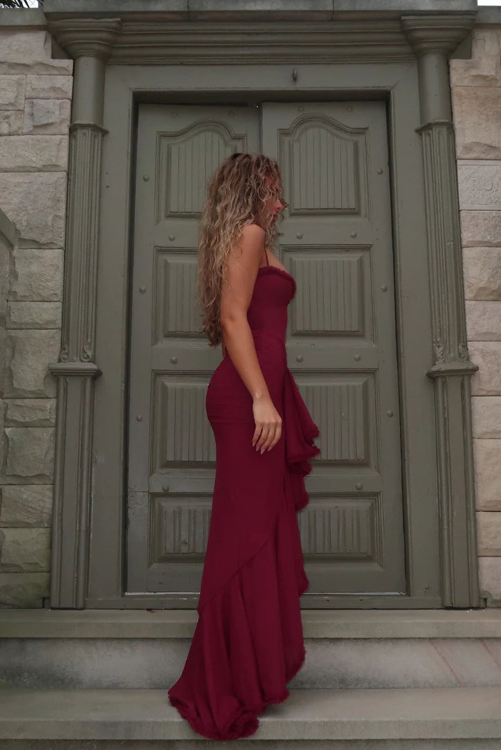 Molly Elegant Wine Maxi Dress