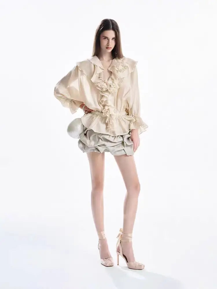 Swoon Ivory Ruffle Blouse