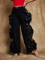 Diva Black Floral Appliqué Jeans