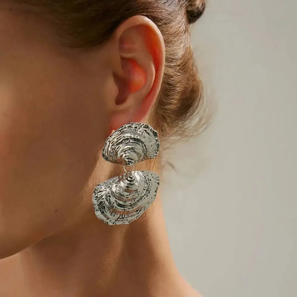 Ocean Whisper Silver Sculpted Earrings