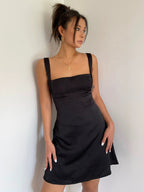 Petalia Black Skater Mini Dress