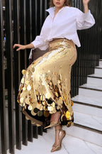 Starlet Gold Disc Sequin Maxi Skirt