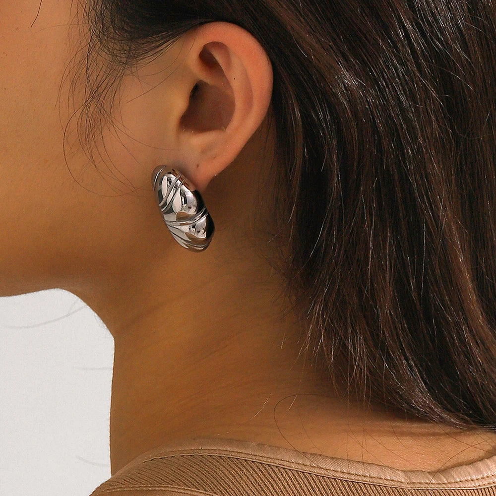 Roman Holiday Silver Croissant Earrings