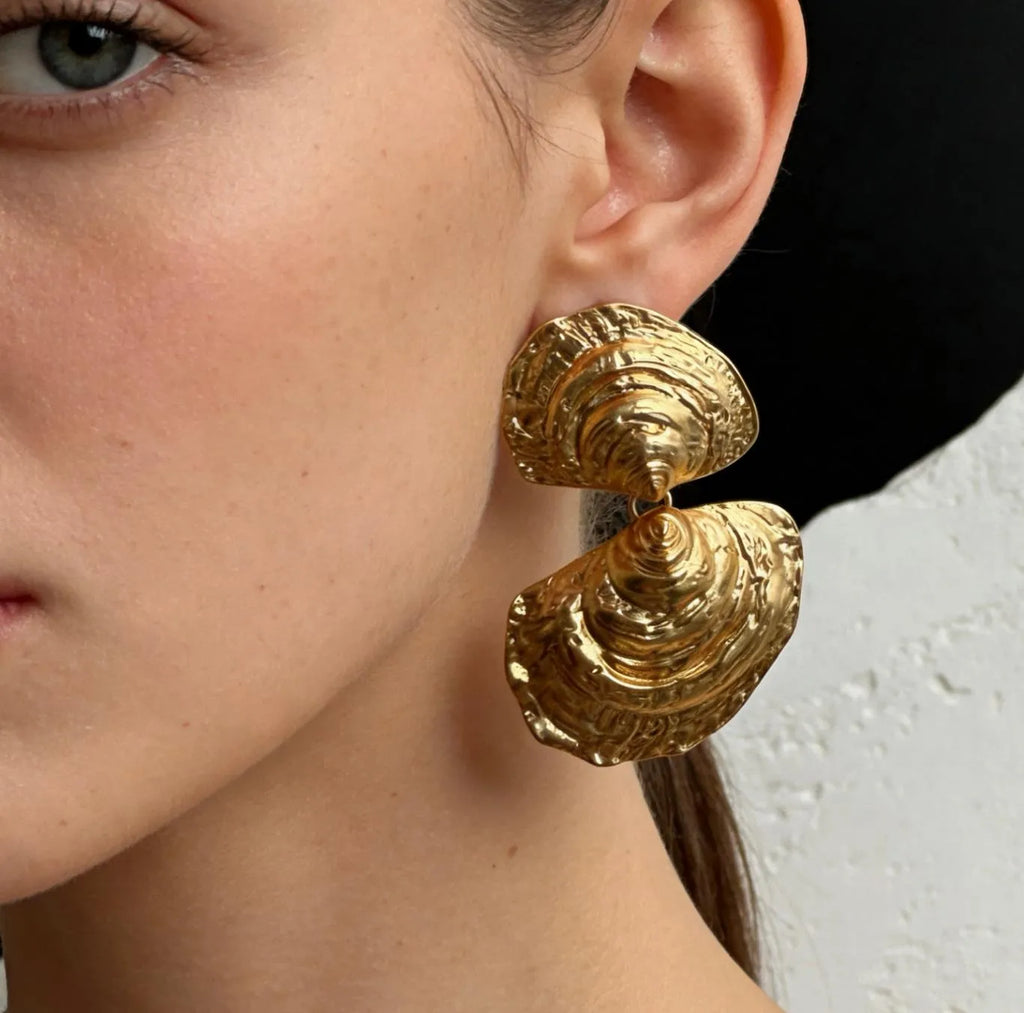 Ocean Whisper Gold Sculpted Earrings