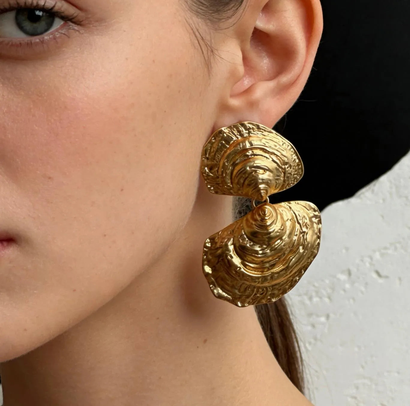 Ocean Whisper Gold Sculpted Earrings