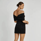 Valencia Black Off-Shoulder Mini Dress