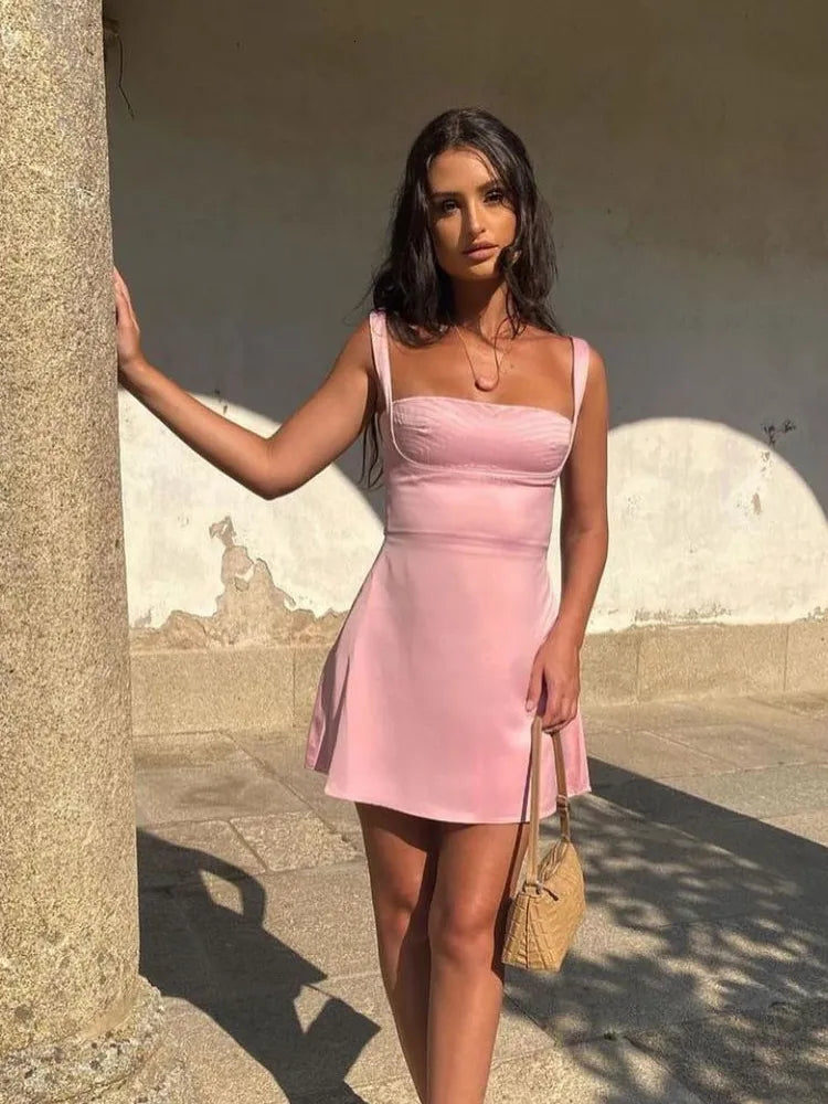 Petalia Pink Skater Mini Dress