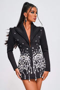 Legacy Black Crystal Blazer Mini Dress