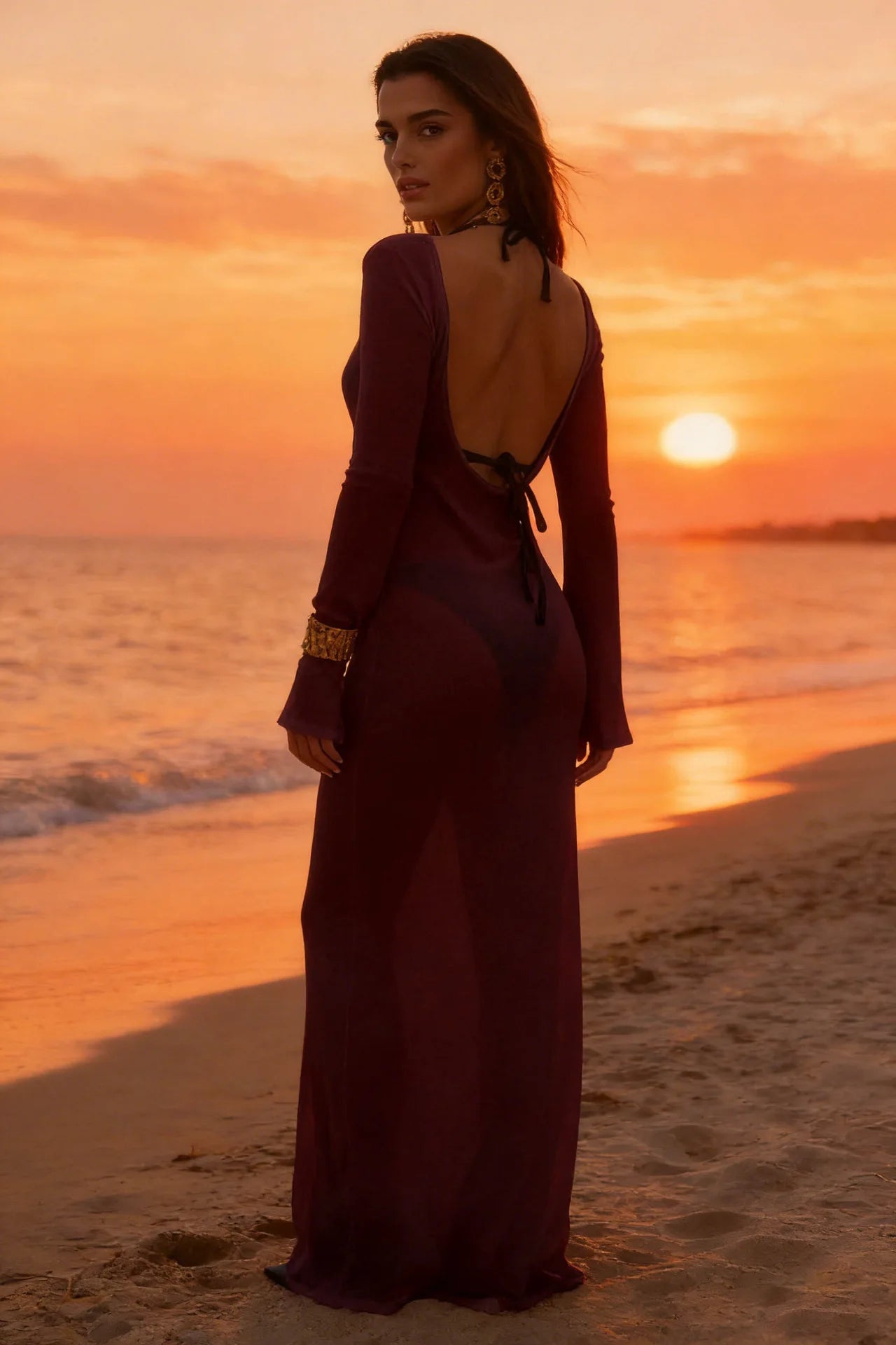 Monarch Wine Sheer Cover-Up Dress